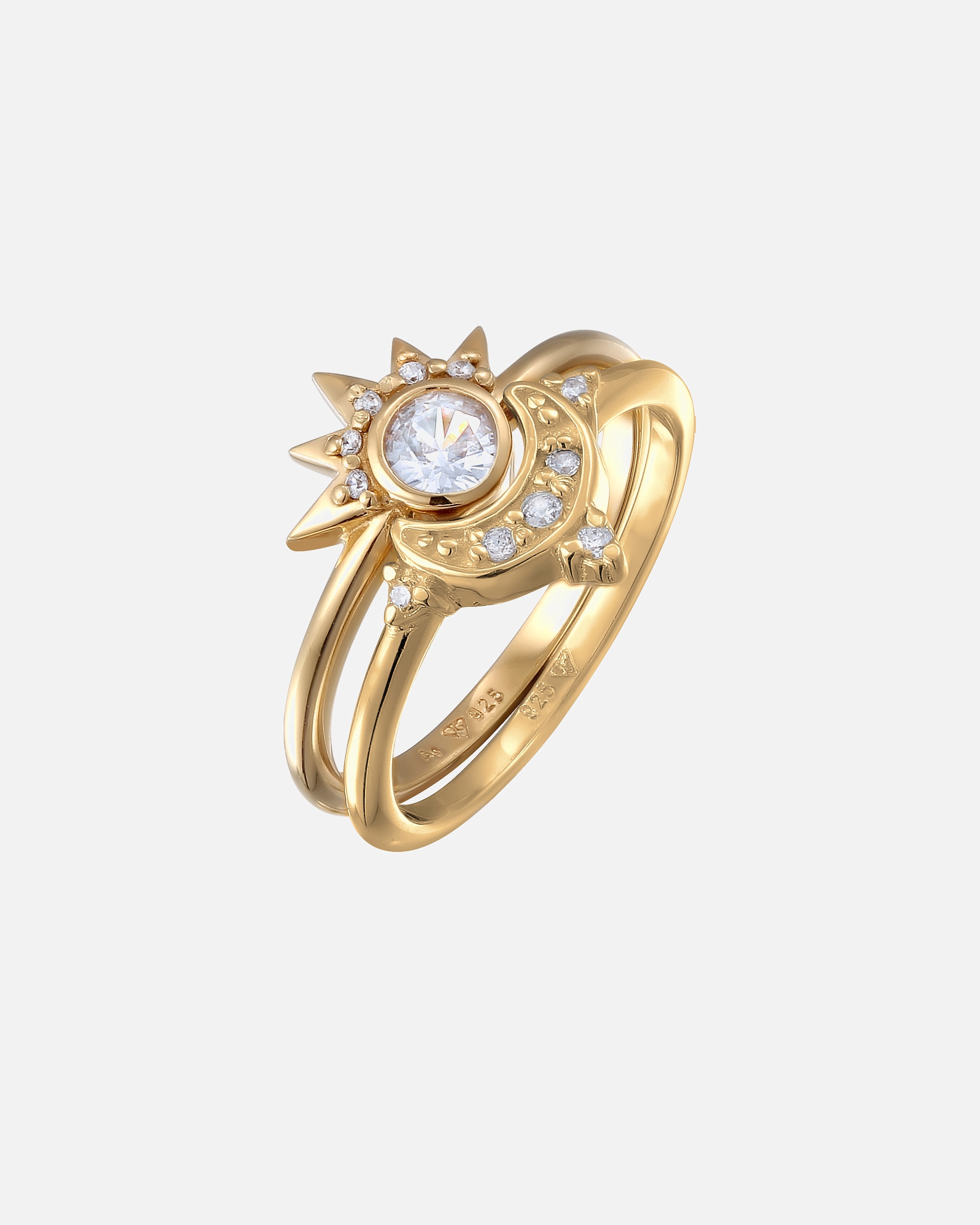 Anello di Femmina Elli Anello Stella Zirconia Bianco 925 Sterling Silver Gold-plated 56