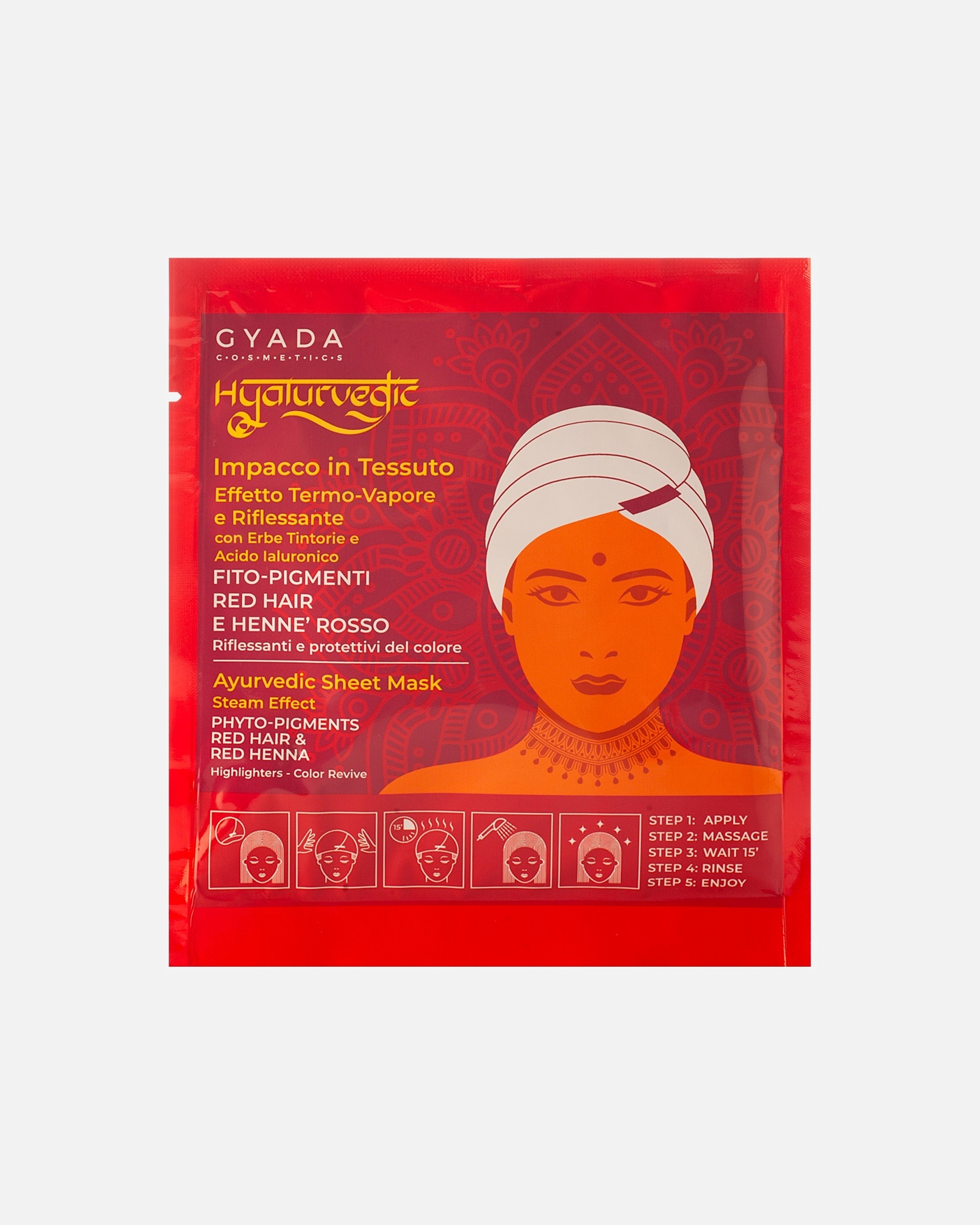 Maschera Capelli di Unisex Gyada Cosmetics Hyalurvedic Impacco Ayurvedico in Tessuto Riflessante Red Hair 60 ml