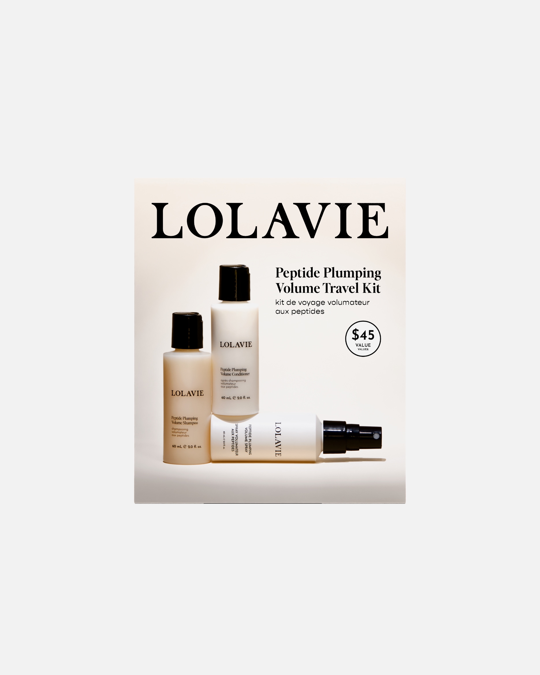 Set cura dei capelli di Unisex LOLAVIE Peptide Plumping Volume Travel Kit 180 ml