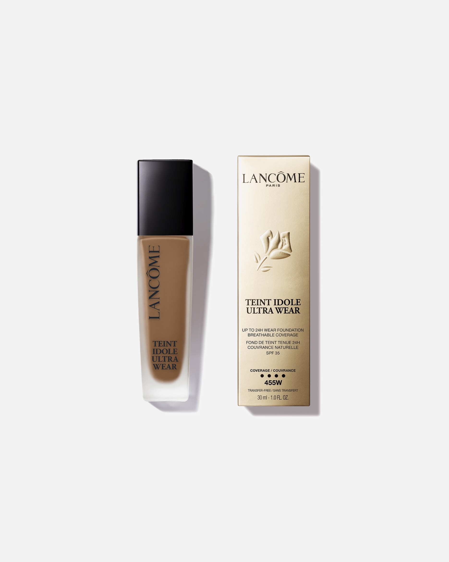 Fondotinta di Unisex Lancôme Teint Idole Ultra Wear Fondotinta liquido dalla coprenza leggera, tenuta 24h, finish matte naturale 455W (previously 10.2)