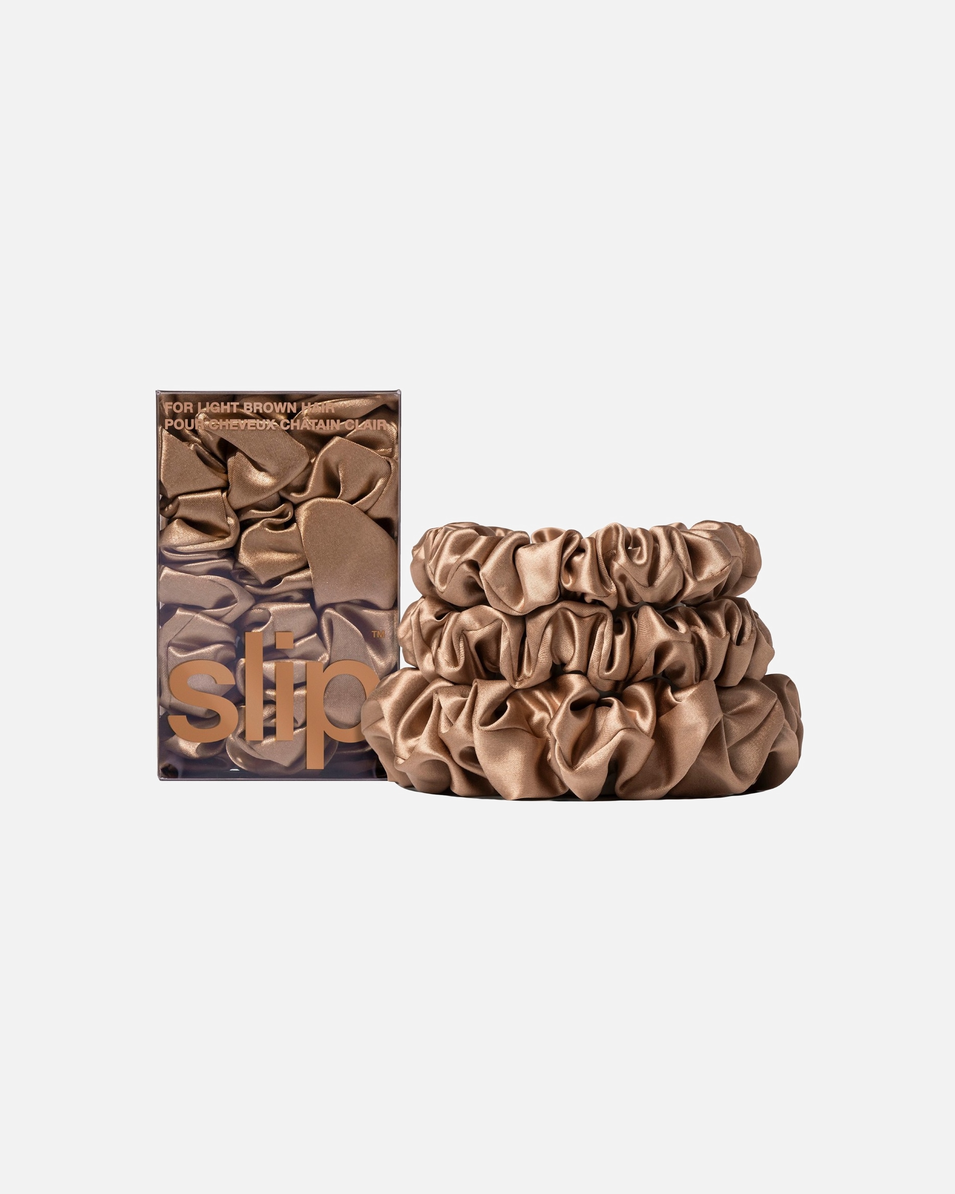 Accessori capelli di Unisex Slip Back To Basics Scrunchies in Pura Seta LIGHT BROWN
