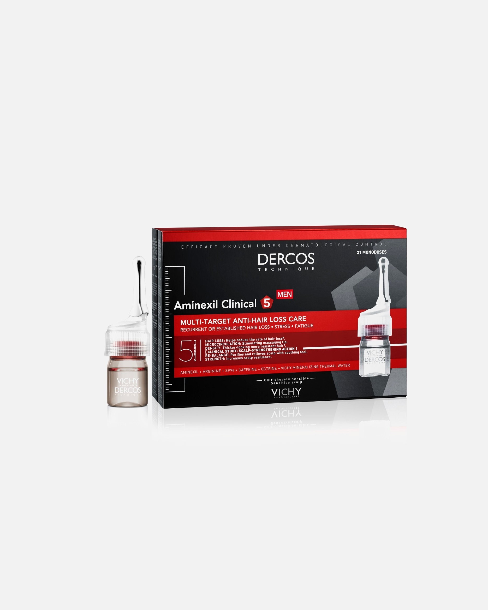 Trattamento capelli di Maschio Vichy Dercos Aminexil Intensive 5 - trattamento anticaduta per uomo 21 fiale 21 x 6ml