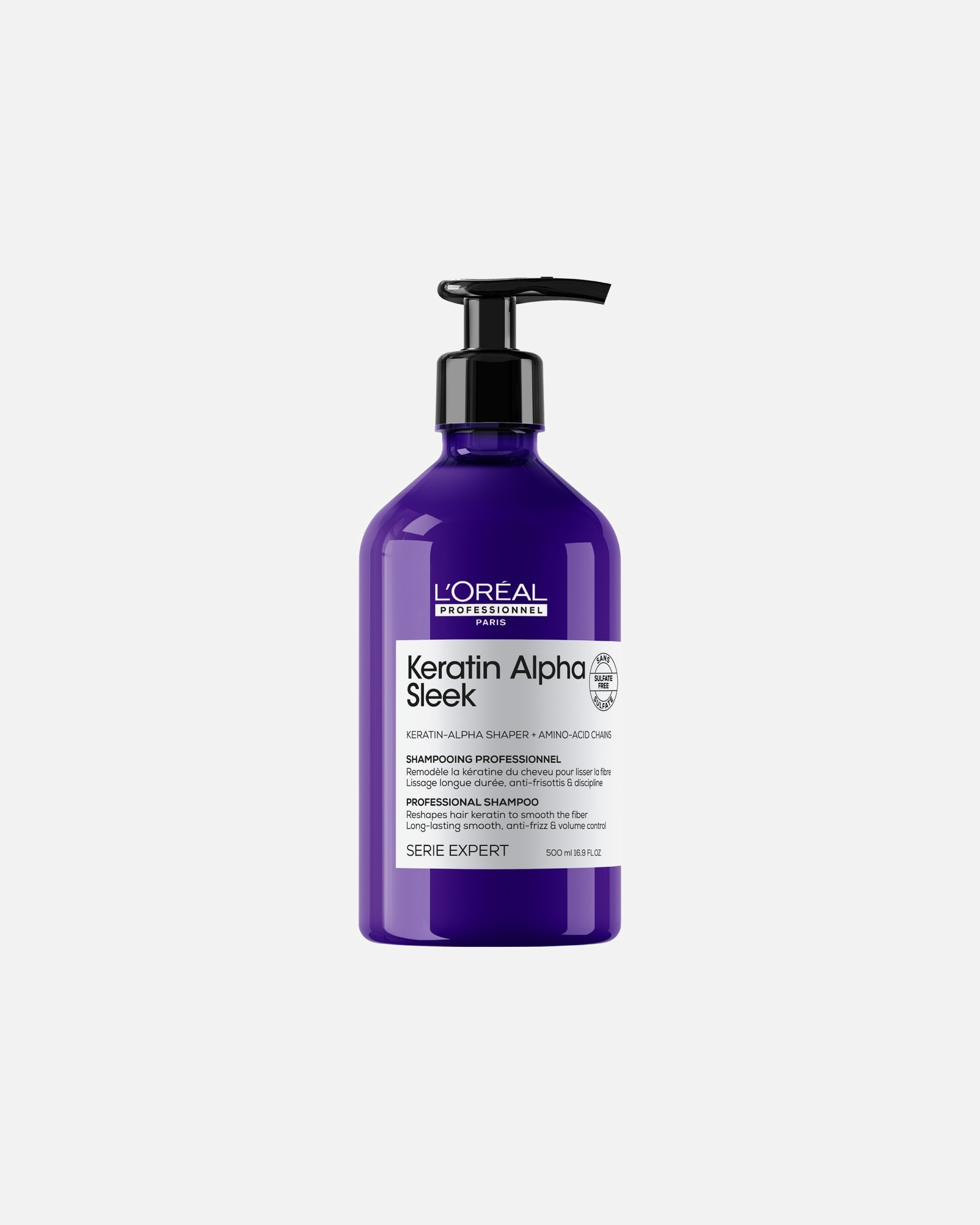 Shampoo capelli di Unisex L’Oréal Professionnel Keratin Alpha Sleek Shampoo professionale senza solfati, anticrespo e disciplinante, idrata i capelli, dona morbidezza e luminosità 500 ml