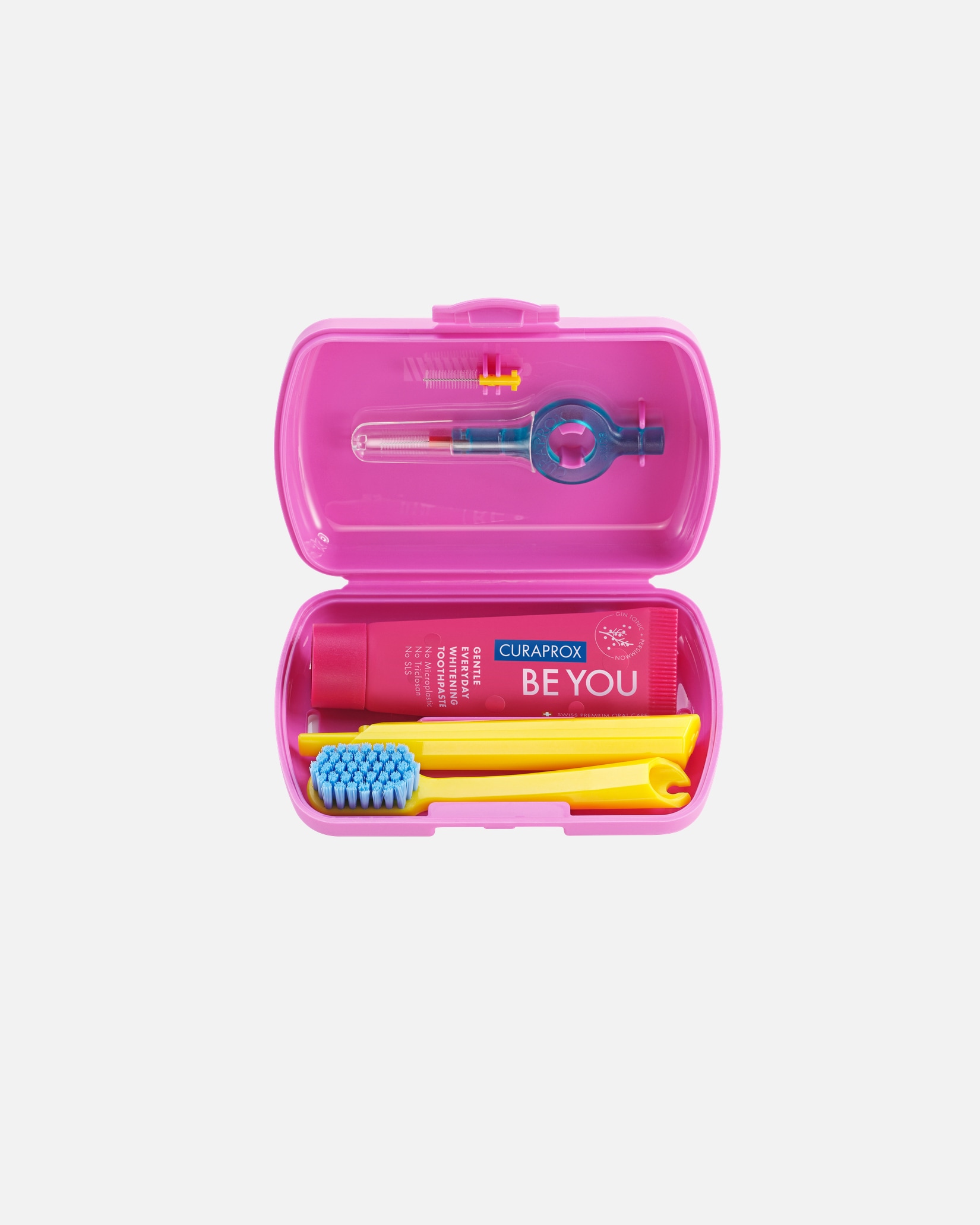 Set da viaggio di Unisex CURAPROX Travel Set Rosa spazzolino da viaggio, scovolini, dentifricio 1 pezzo