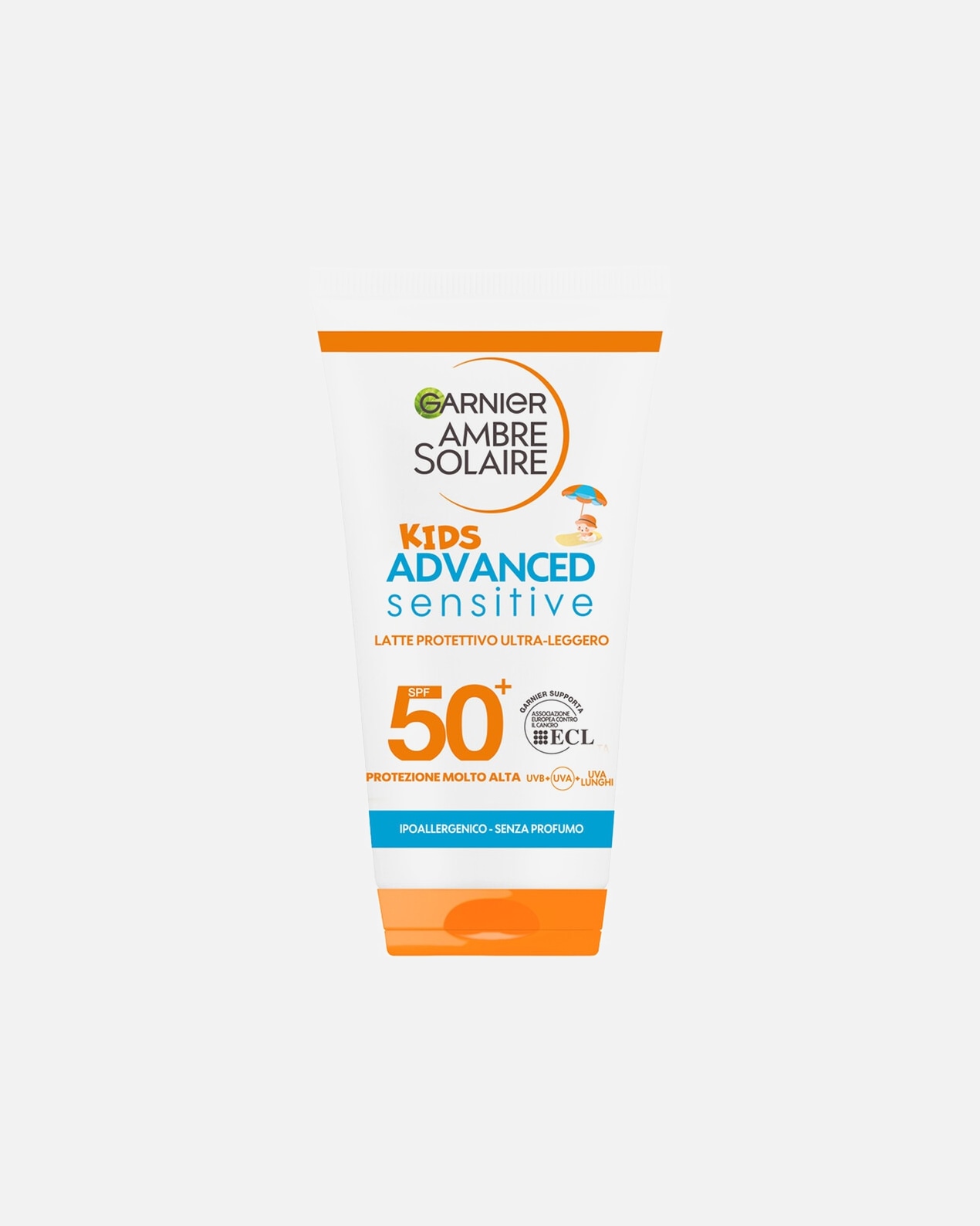 Crema solare di Unisex GARNIER Ambre Solaire Advanced Sensitive Kids Latte Protettivo Ultra-Leggero SPF50+ 50 ml