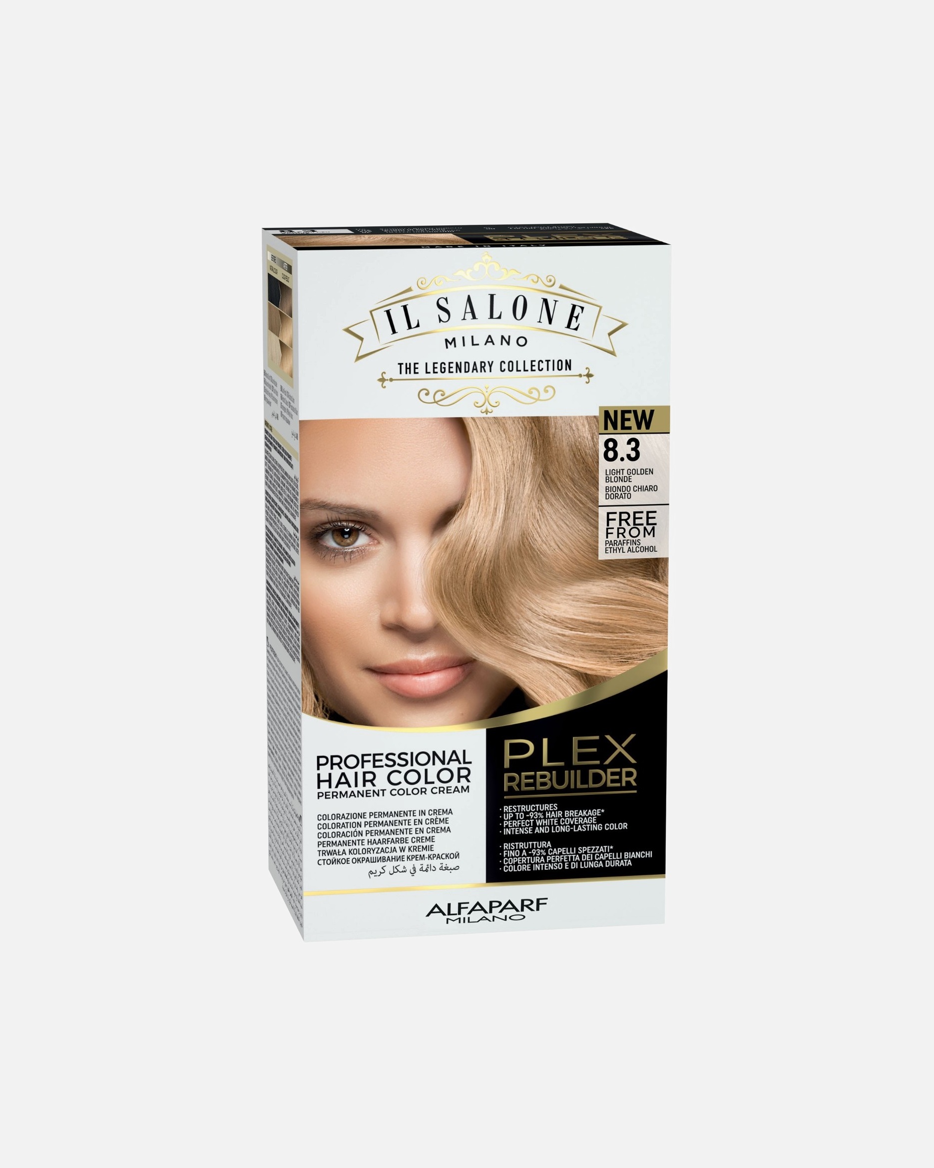 Colorazione capelli di Unisex ALFAPARF MILANO Il Salone Milano Colorazione permanente professionale Plex Rebuilder 8.3 Biondo chiaro dorato