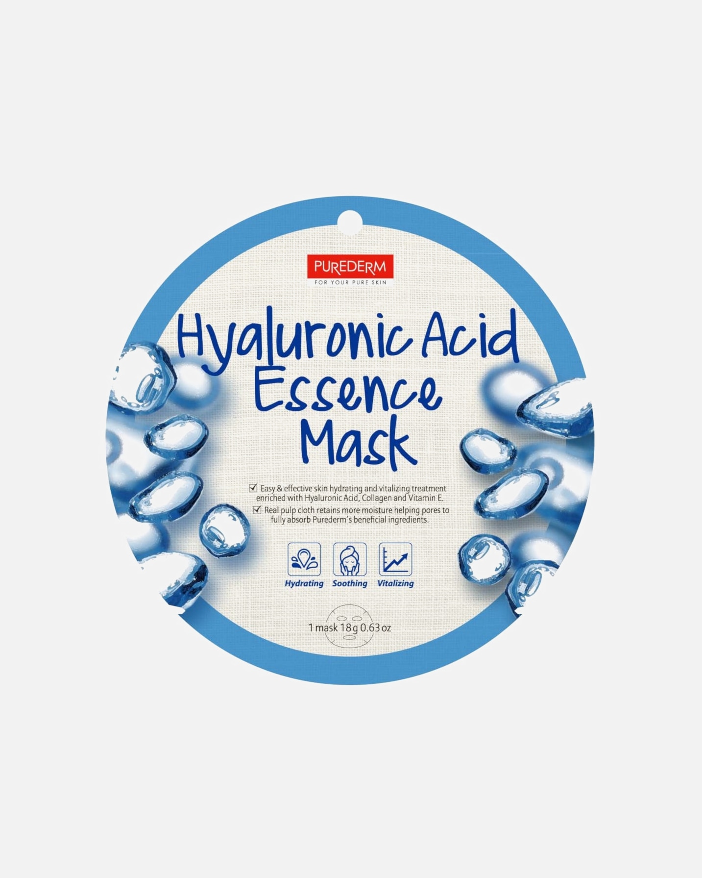 Maschera Illuminante di Unisex Purederm Hyaluronic Acid Essence Mask-C 18 g