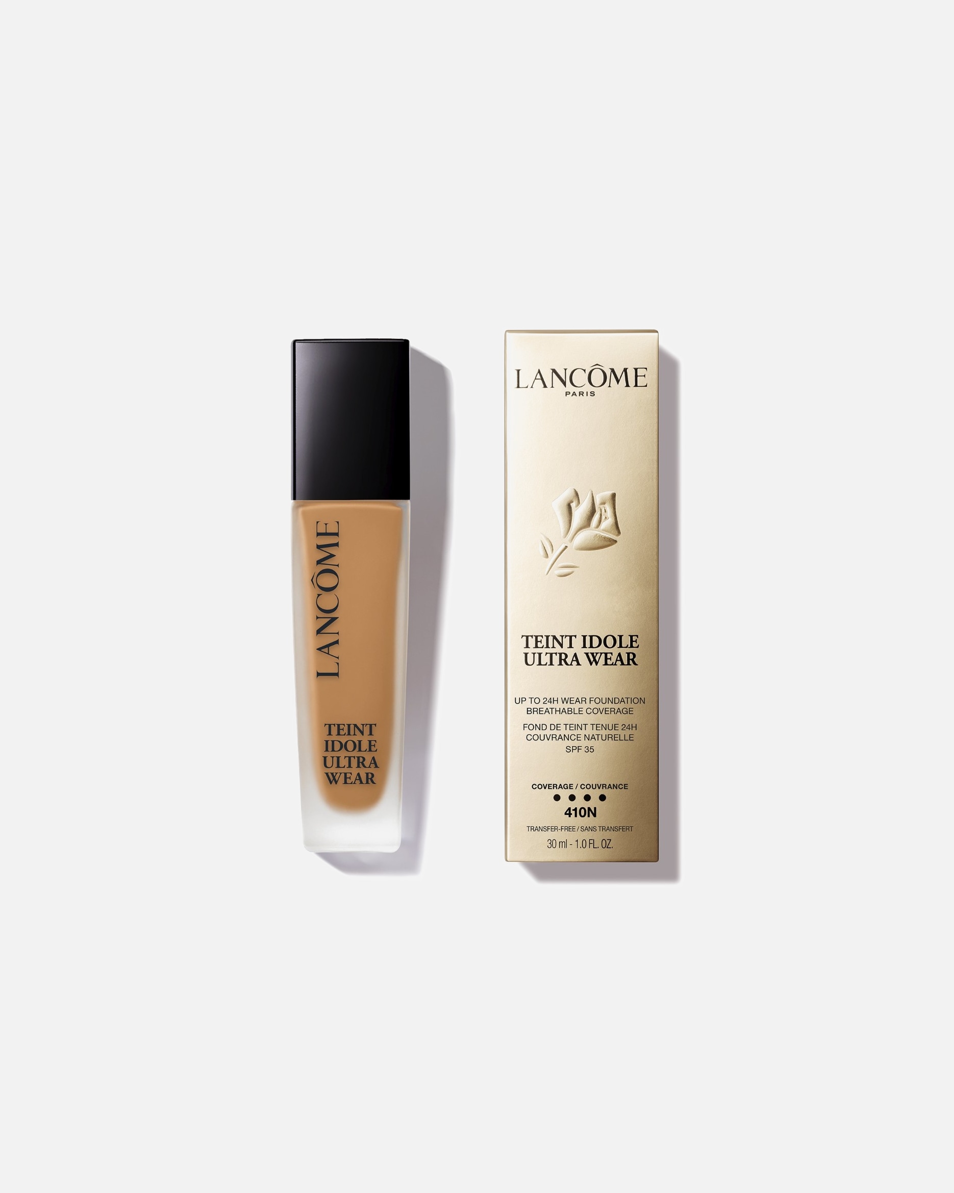 Fondotinta di Unisex Lancôme Teint Idole Ultra Wear Fondotinta liquido dalla coprenza leggera, tenuta 24h, finish matte naturale 410N