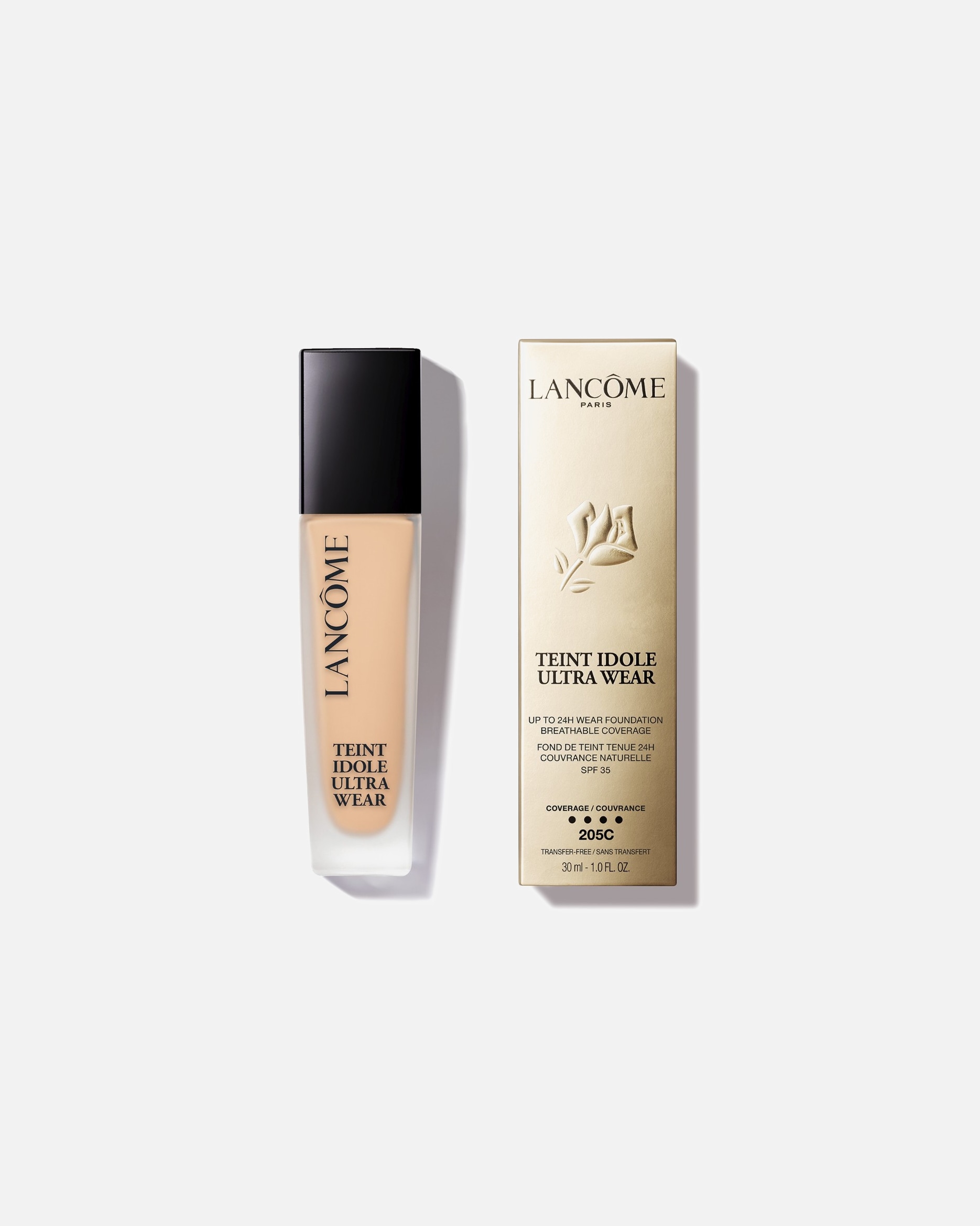 Fondotinta di Unisex Lancôme Teint Idole Ultra Wear Fondotinta liquido dalla coprenza leggera, tenuta 24h, finish matte naturale 205C (previously 011N)