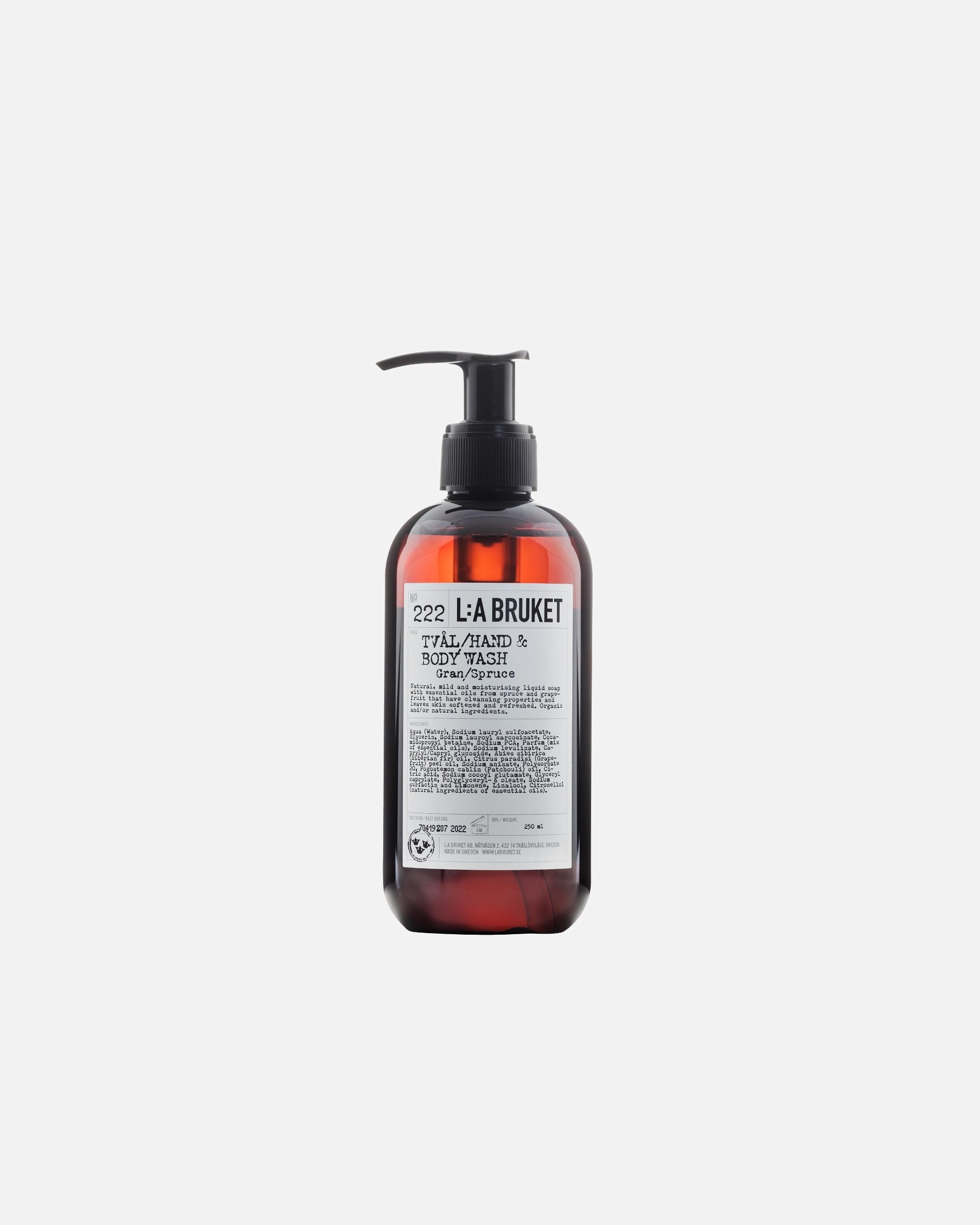 Sapone per le mani di Unisex L:A BRUKET No. 222 Hand & Body Wash Spruce 240 Millilitro