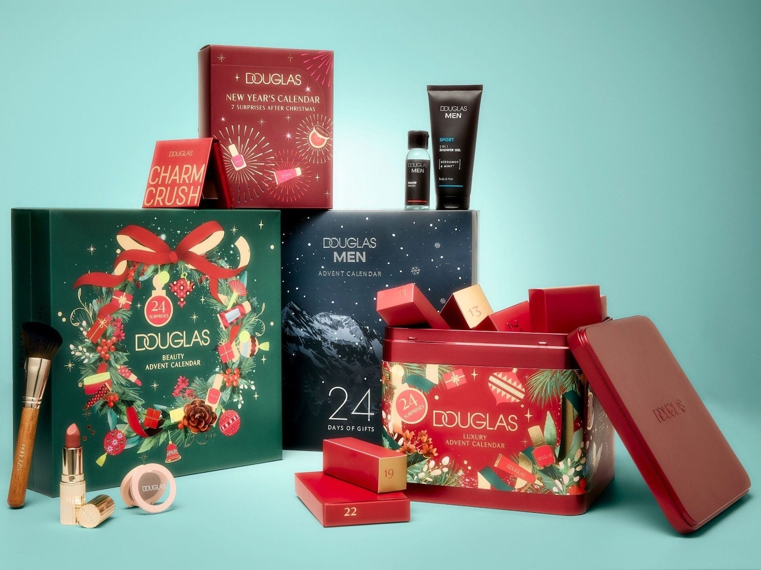 Scopri la nostra collezione di calendari dell'avvento Douglas con prodotti di bellezza e cura della persona, perfetti per regalare o regalarsi momenti di pura magia natalizia.