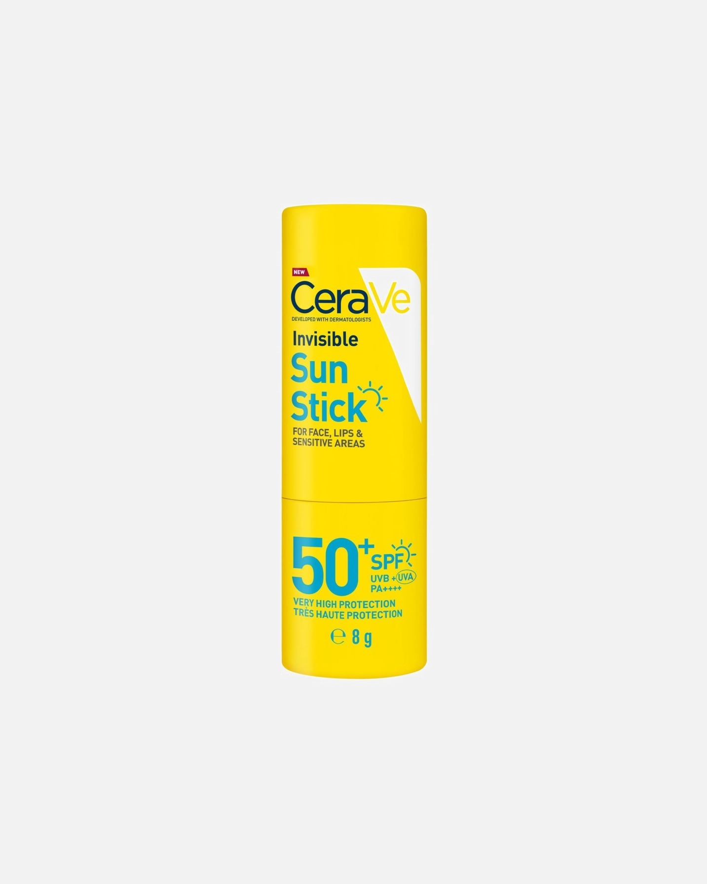 Crema solare di Unisex CeraVe Stick Solare Invisibile SPF50+, protezione molto alta, per aree sensibili, labbra, contorno occhi 8 ml