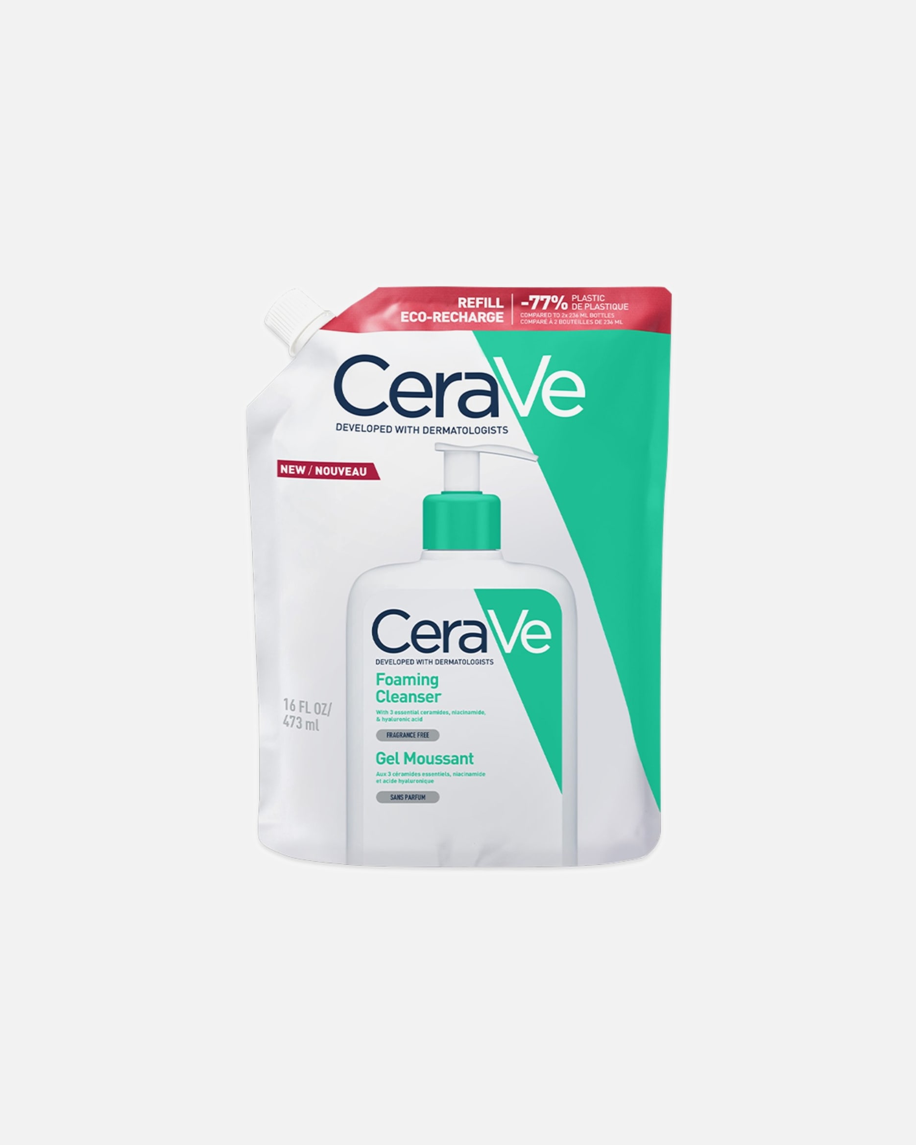 Gel detergente di Unisex CeraVe Schiuma Detergente Seboregolatrice Viso e Corpo, Per Pelli da Normali a Grasse REFILL - 473 ml