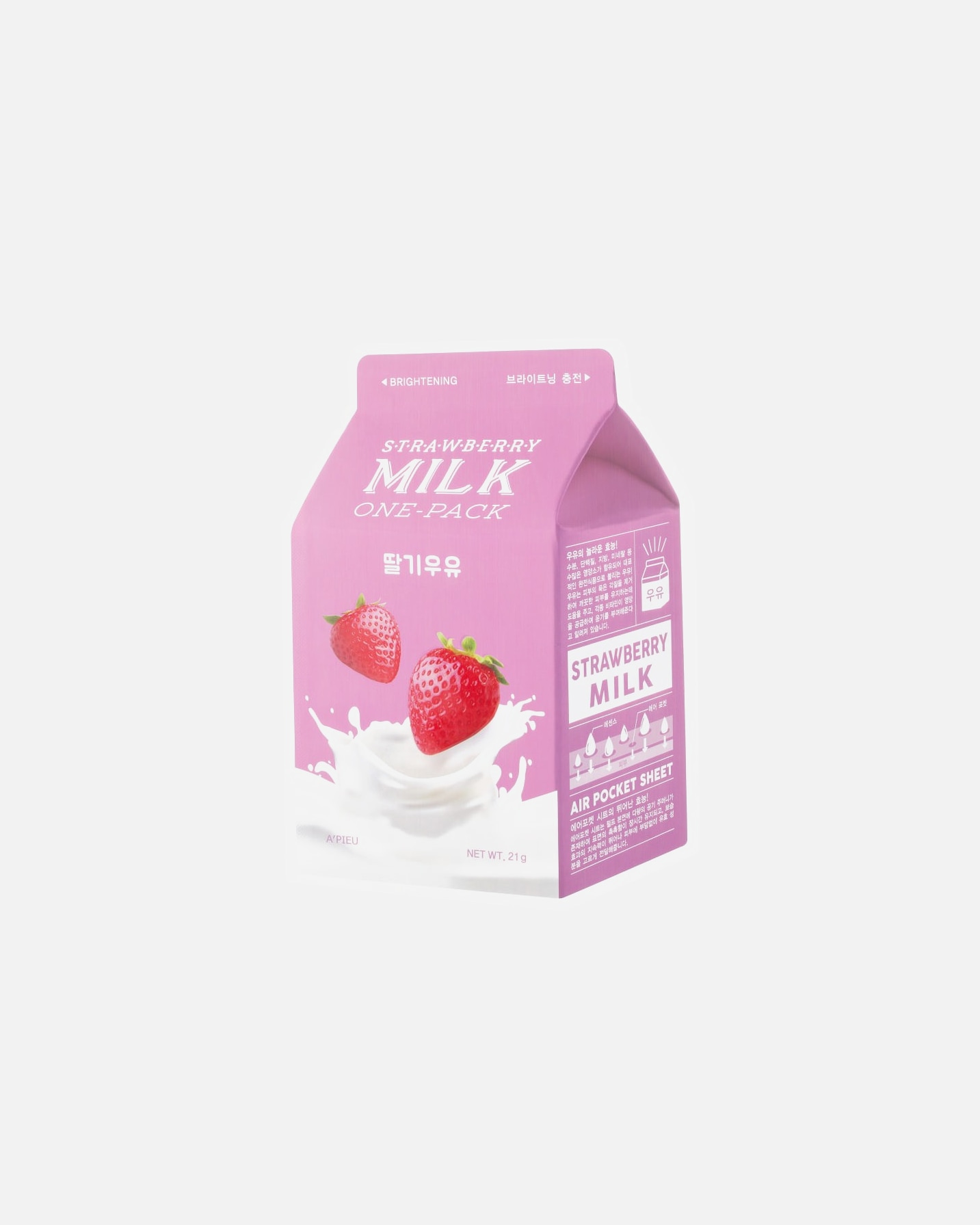 Maschera Illuminante di Unisex A'Pieu Milk One-Pack Strawberry Sheet Mask 1 pz