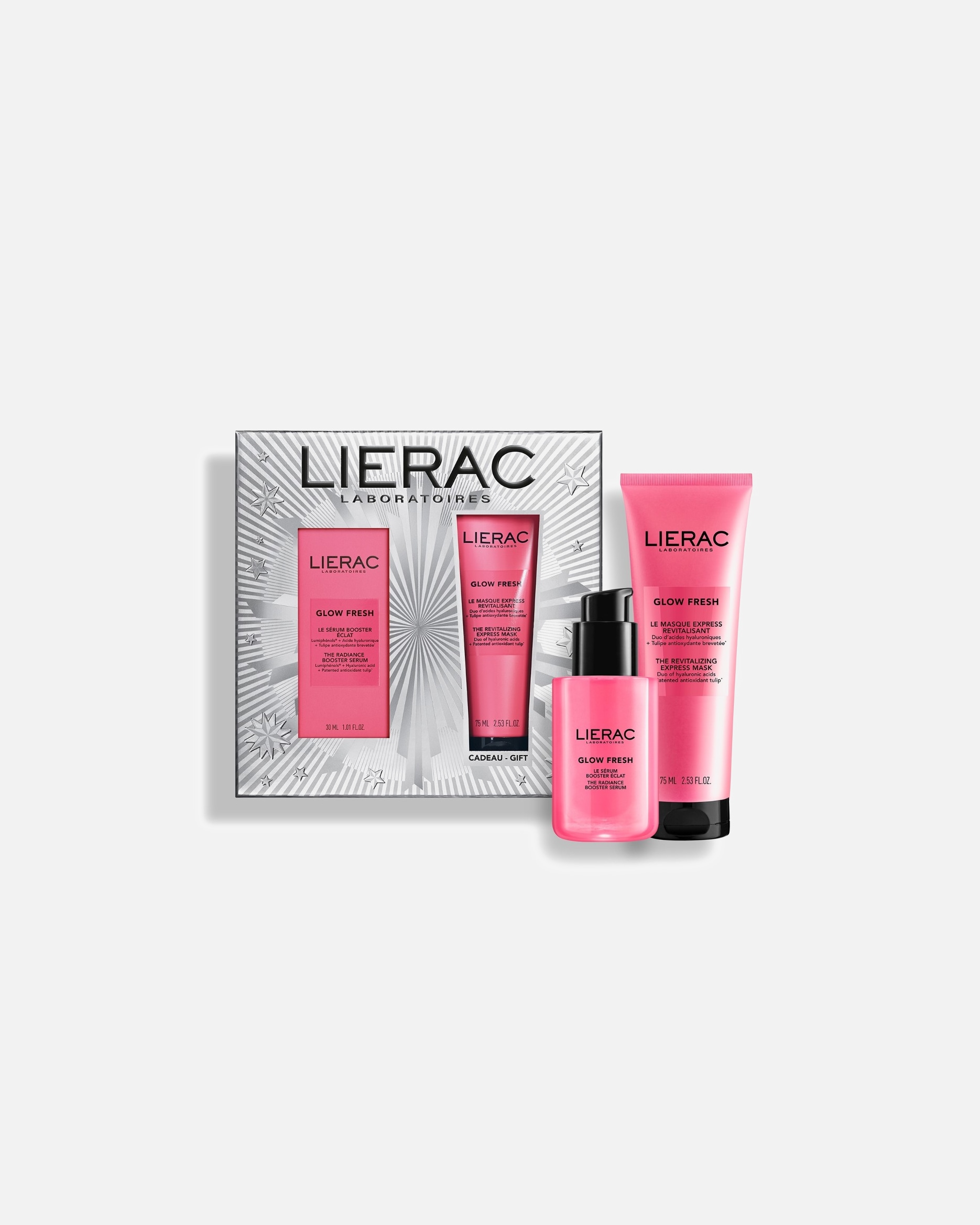 Set cura del viso di Unisex Lierac Glow Fresh Coffret Noël Sérum Booster Éclat + Masque Express Revitalisant 1 pezzo
