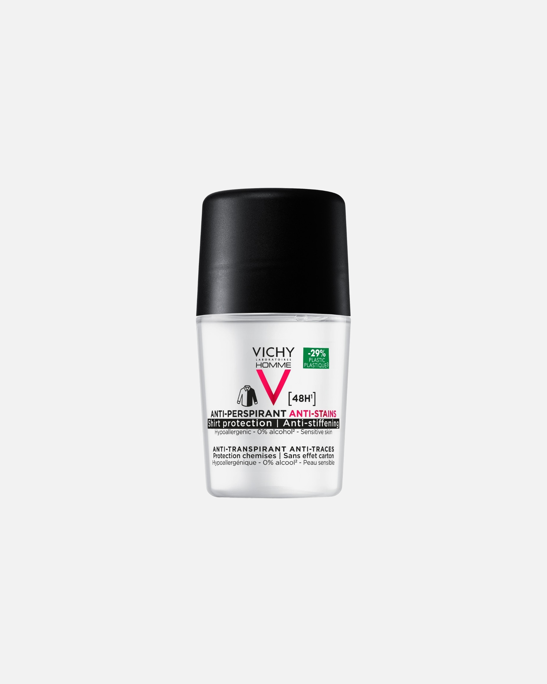 Deodorante di Maschio Vichy Homme Deodorante Anti-macchie 48h - Roll-on anti-traspirante 50 ml